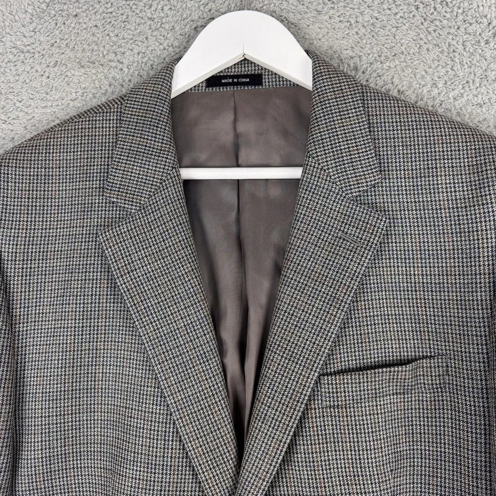 Lauren Ralph Lauren Blazer Mens 44L Houndstooth Silk‎ Wool Two Button Sport Coat